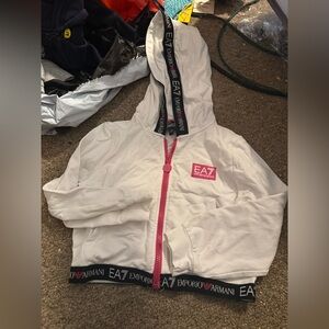 Emporio Armani Kids Hoodie in White and Pink